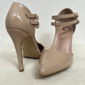 Tan faux leather heels